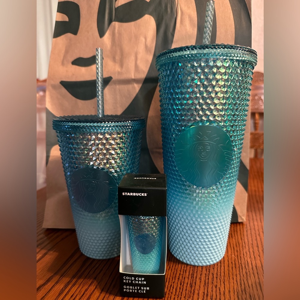 Starbucks Winter 2023 Glacier Blue Ombre GRADIENT Studded Tumbler Cold Cup
